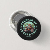 Badge Rond 2,50 Cm Reader Sloth. Unique Gift for Book Lover (Devant & derrière)