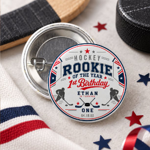 Badge Rond 2,50 Cm Recrue de l'année Billets de hockey 1er anniversai