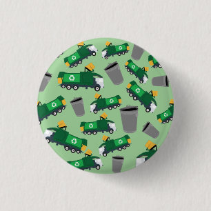Badge Rond 2,50 Cm Recyclage Motif de camion-poubelle