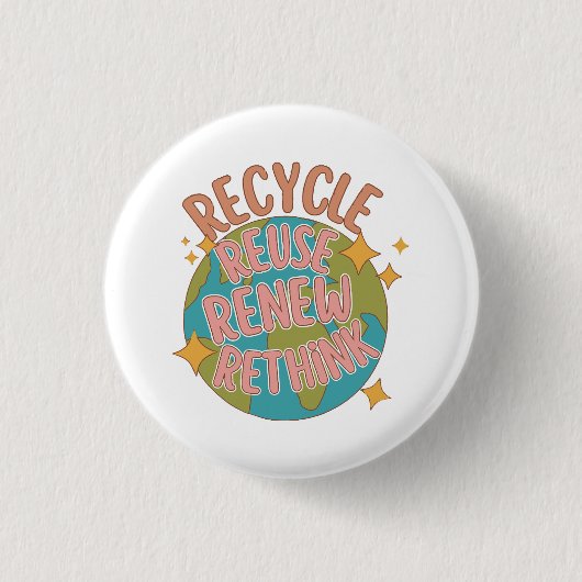 Badge Rond 2,50 Cm Recycler réutiliser Renouveler repenser (Devant)