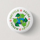 Badge Rond 2,50 Cm Recycler, Réutiliser, Renouveler, Repenser. Sauvez (Devant)