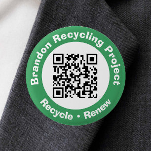 Badge Rond 2,50 Cm Recycling Project QR Code Recycle & Renew.