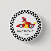 Badge Rond 2,50 Cm Red Birthday Dinosaur race voiture garçon course n (Devant)