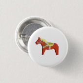 Badge Rond 2,50 Cm Red Dala Horse # 8 pin (Devant & derrière)