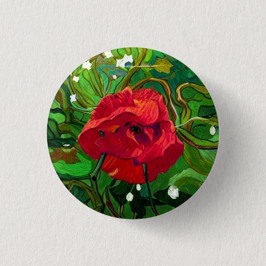 BADGE ROND 2,50 CM RED ROSE ART (Devant)