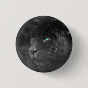 Badge Rond 2,50 Cm Regard d'émeraude de Jaguars noirs