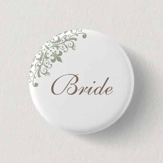 Badge Rond 2,50 Cm Regency Green Fleur de Lis Script Bride (Devant)