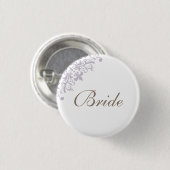 Badge Rond 2,50 Cm Regency Purple French Fleur de Lis Script Bride (Devant & derrière)