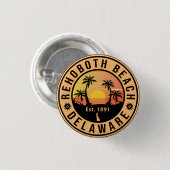 Badge Rond 2,50 Cm Rehoboth Beach Delaware Retro Sunset Souvenirs (Devant & derrière)