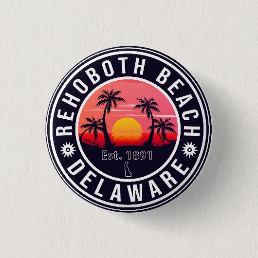 Badge Rond 2,50 Cm Rehoboth Beach Delaware Retro Sunset Souvenirs (Devant)