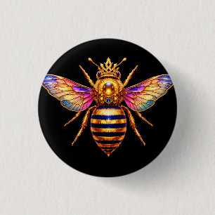 Badge Rond 2,50 Cm Reine Abeille Avec Couronne