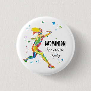 Badge Rond 2,50 Cm Reine de badminton personnalisée Colorée Abstraite