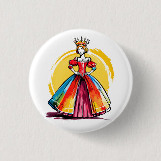 Badge Rond 2,50 Cm Reine Soleil Couronnée