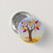 Badge Rond 2,50 Cm Renard d'automne avec Citrouille (Devant & derrière)