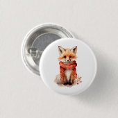 Badge Rond 2,50 Cm Renard mignon en écharpe rouge (Devant & derrière)