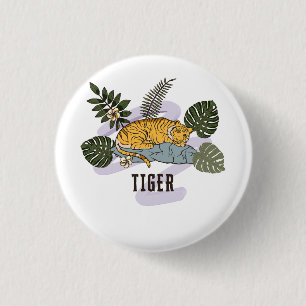 Badge Rond 2,50 Cm Repos du Tigre Tropical