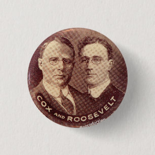 Badge Rond 2,50 Cm Reproduction de Cox/Roosevelt en 1920
