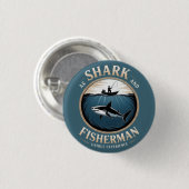 Badge Rond 2,50 Cm Requin et Pêcheur (Devant & derrière)