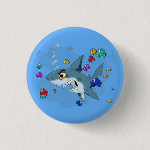 Badge Rond 2,50 Cm Requin parmi les poissons