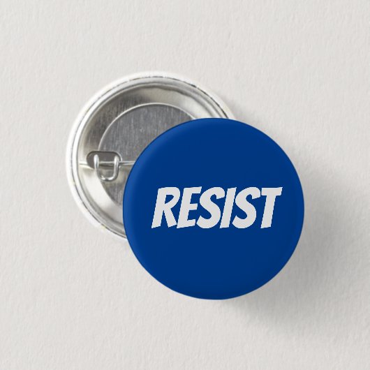 Badge Rond 2,50 Cm Résistez à la typographie moderne blanche et bleue (Devant & derrière)