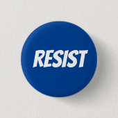 Badge Rond 2,50 Cm Résistez à la typographie moderne blanche et bleue (Devant)