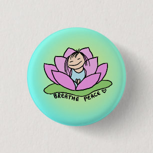 Badge Rond 2,50 Cm Respirez le Pin de Lotus de paix