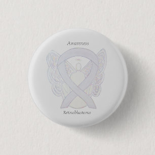 Badge Rond 2,50 Cm Rétinoblastoma White Awareness Ribbon Angel Pin