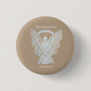 Badge Rond 2,50 Cm Rétinoblastoma White Awareness Ribbon Angel Pin