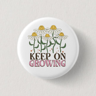 Badge Rond 2,50 Cm Rétro Années 70 Visage Sourire Fleur Poursuit Sa C