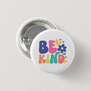 Badge Rond 2,50 Cm Rétro Boho Soyez Gentil – Fleur Cœur Groovy Color