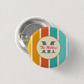 Badge Rond 2,50 Cm Rétro Bright Été Monogramme (Devant & derrière)