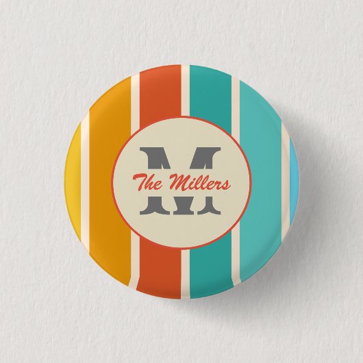 Badge Rond 2,50 Cm Rétro Bright Été Monogramme (Devant)