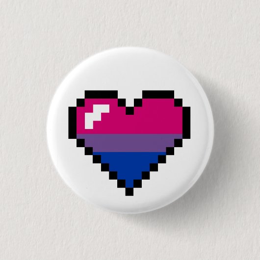 Badge Rond 2,50 Cm Rétro coeur à 8 bits bisexuel de fierté (Devant)