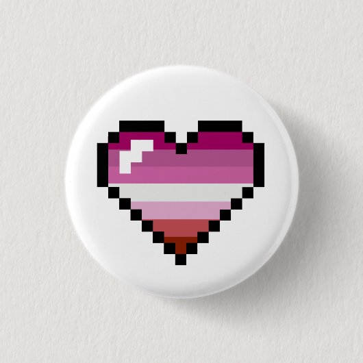 Badge Rond 2,50 Cm Rétro coeur à 8 bits lesbien de fierté (Devant)