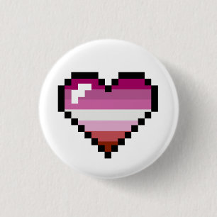 Badge Rond 2,50 Cm Rétro coeur à 8 bits lesbien de fierté
