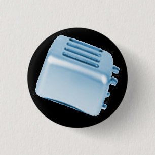 Badge Rond 2,50 Cm Rétro conception vintage de grille-pain - bleu