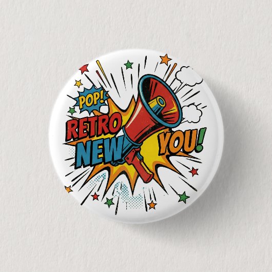 Badge Rond 2,50 Cm Retro New You: Minimalist Geometric Revival (Devant)