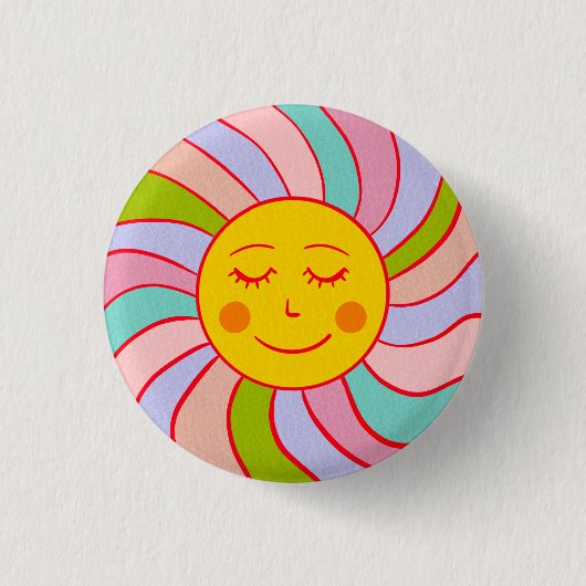 Badge Rond 2,50 Cm Retro soleil heureux (Devant)