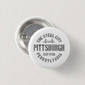 Badge Rond 2,50 Cm Retro Steel City Pittsburgh Pennsylvania Yinz vint (Devant & derrière)