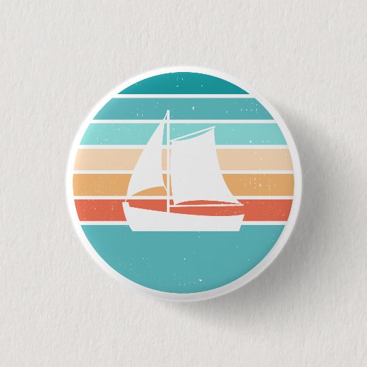 Badge Rond 2,50 Cm Retro Sunset Effet Perdu + Voilier (Devant)