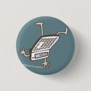 Badge Rond 2,50 Cm Rétro talent à l'envers de calculatrice bonjour