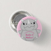 Badge Rond 2,50 Cm Rhino Baby shower Safari Rose fille (Devant & derrière)