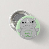Badge Rond 2,50 Cm Rhino Baby shower vert (Devant & derrière)
