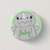 Badge Rond 2,50 Cm Rhino Baby shower vert (Devant)