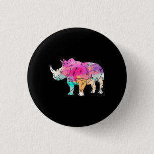 Badge Rond 2,50 Cm Rhinoceros Art Cute Artistique Rhino Zoo Safari Ca