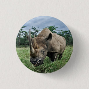 Badge Rond 2,50 Cm Rhinocéros noir Kenya