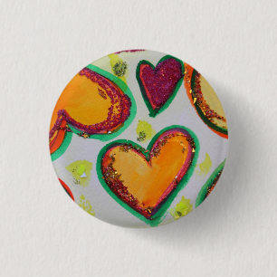 Badge Rond 2,50 Cm Rire Coeurs Bliss rose Boutons d'art ou Pins d'ord