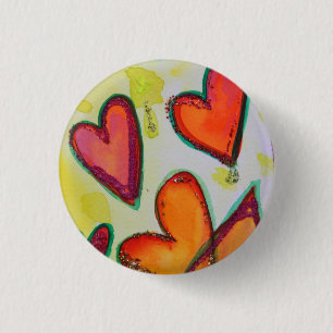 Badge Rond 2,50 Cm Rire Coeurs Flying Art Buttons ou Pins Bijoux