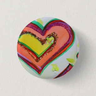 Badge Rond 2,50 Cm Rire deux coeurs Boutons d'art ou des broches d'or