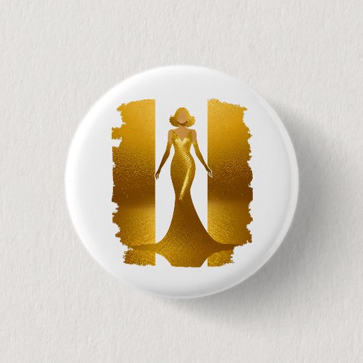 Badge Rond 2,50 Cm Robe d'or élégante (Devant)